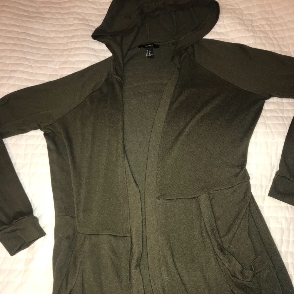 Long cardigan with hood